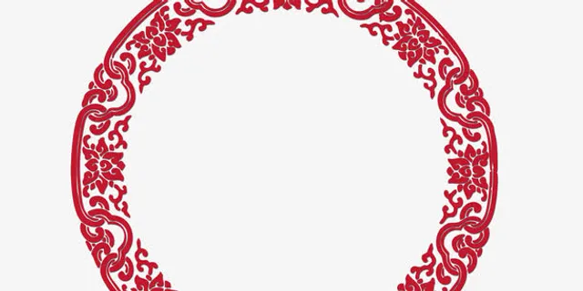 红色中国风底纹免抠