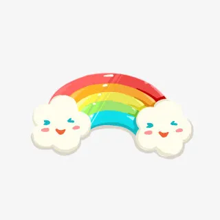 可爱彩虹笑脸云朵免抠