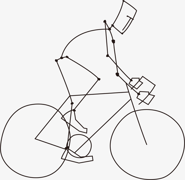 线描火柴人骑车免抠