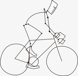 线描火柴人骑车免抠