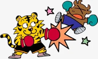 卡通老虎小牛免抠