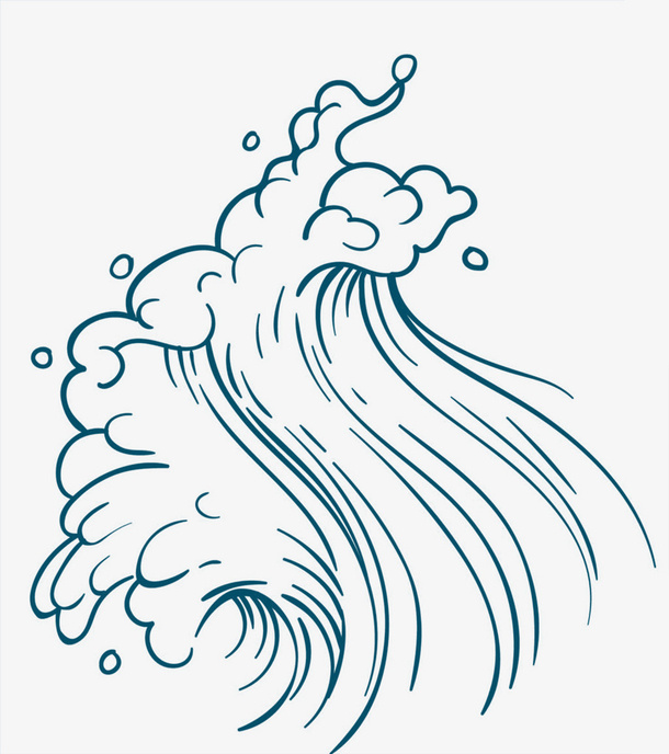 中国风手绘浪花免抠