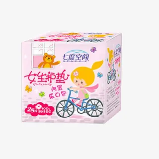 粉色包装七度空间女生护垫免抠