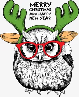 戴鹿角的猫头鹰免抠