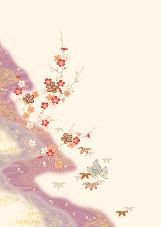 紫色渐变碎花枝叶背景图高清