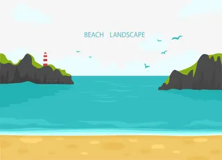 夏天宁静的海滩免抠