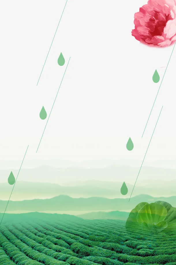 绿色清新茶海谷雨海报背景