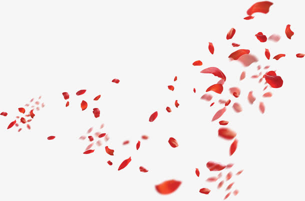 红色艺术装饰花瓣玫瑰免抠