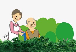 卡通老年人散心免抠