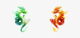 红色绿色龙主页装修免抠