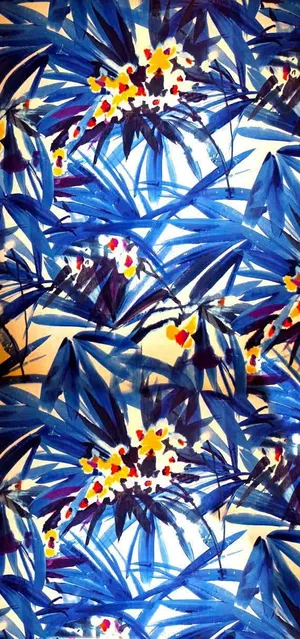 复古彩绘花纹高清蓝色免抠