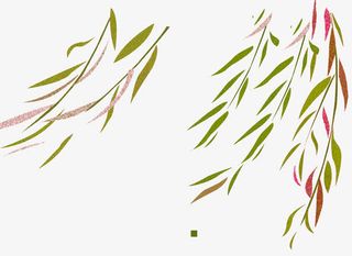 绿色清新柳条装饰图案免抠