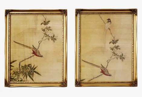 中堂画剪影卡通挂画素材 鸟免抠