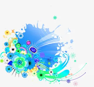 花卉水印开业海报免抠