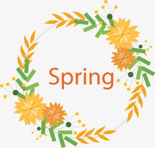 黄色春天花朵边框免抠