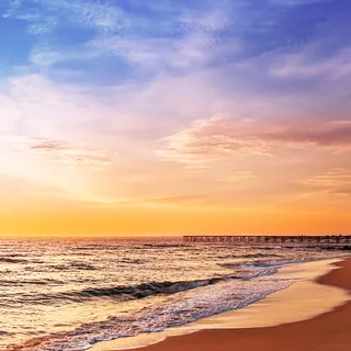 夕阳海景摄影背景高清