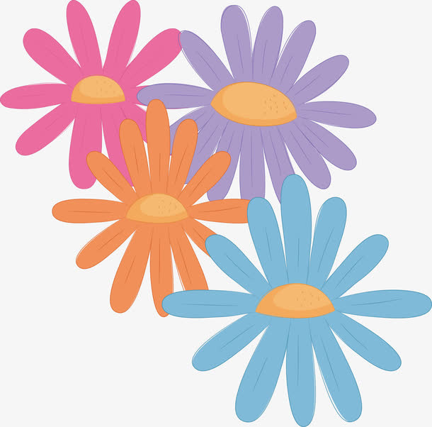 彩色花朵绿色春季踏青背景素材