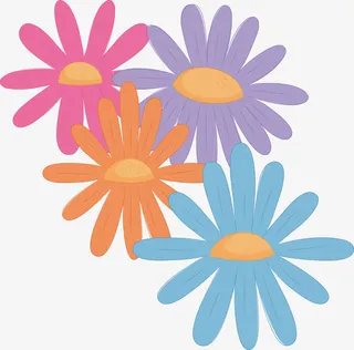 彩色花朵绿色春季踏青背景素材