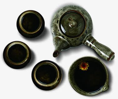 茶壶茶杯茶叶名片设计免抠