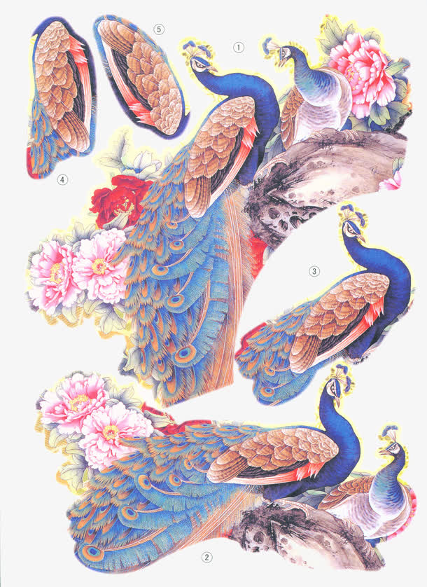 水彩国画免抠