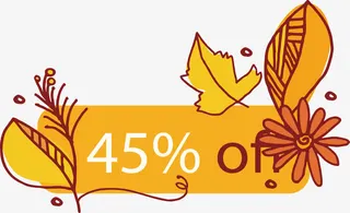 黄色手绘枫叶标题框免抠