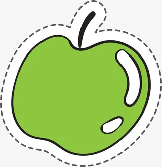 手绘线稿苹果卡通贴纸免抠