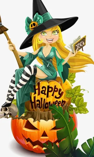 万圣节卡通巫女免抠
