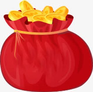 红色卡通金币福袋免抠