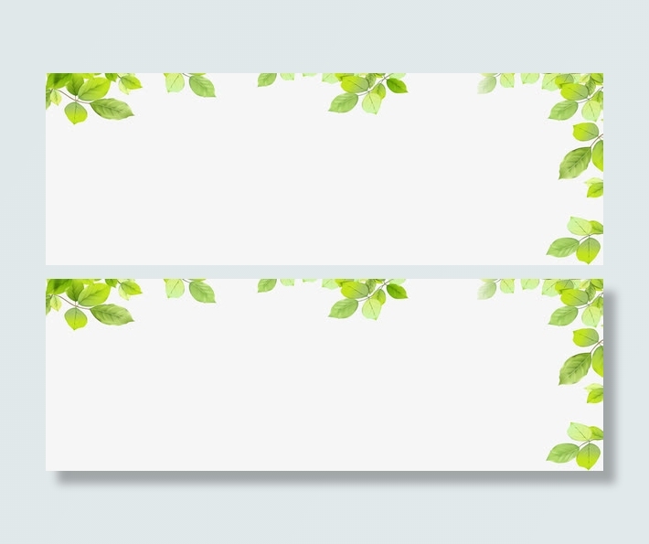 绿色树叶卡通装饰边框免抠