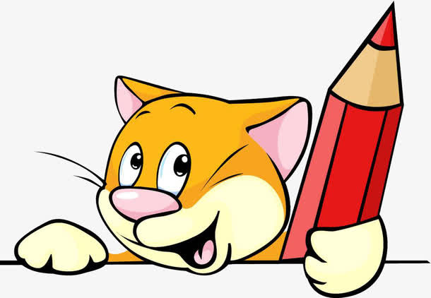 拿着大铅笔的小猫免抠