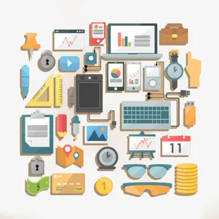 扁平化卡通物品摆设免抠