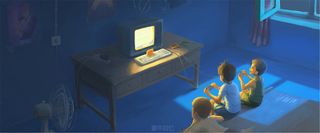 儿童看电视背景高清