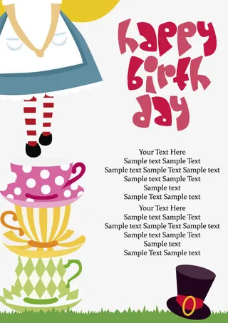 矢量爱丽丝梦游仙境生日元素免抠