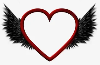 长翅膀的爱心框免抠