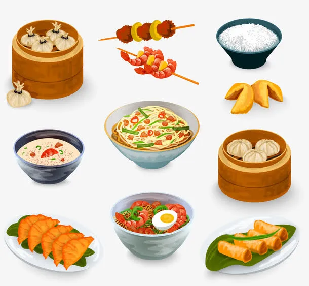 中式美食矢量素材免抠