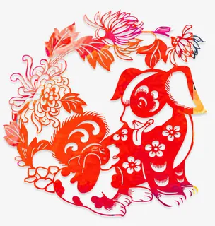 小狗剪纸装饰图案免抠 小狗剪纸装饰图案免抠