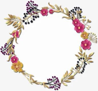 精美粉色芙蓉花边框免抠