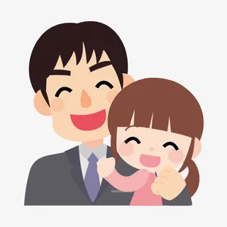 手绘卡通父女png免抠