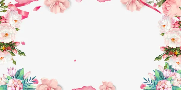 粉色情人节花朵框架免抠