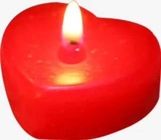 点燃蜡烛的红色心型免抠
