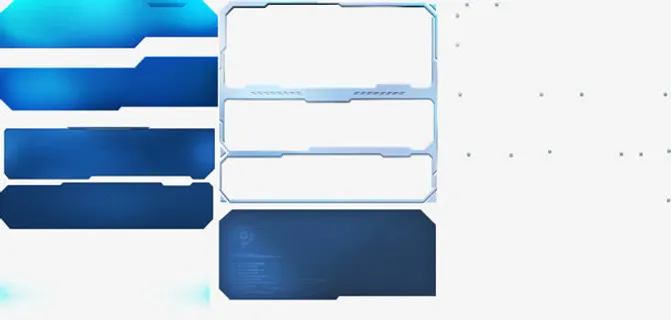 蓝色光效科技标签免抠