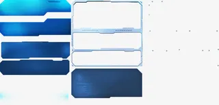 蓝色光效科技标签免抠