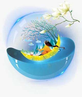 梦幻睡眠日晚安问候海报免抠