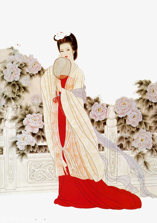 拿着扇子微笑的贵妃免抠