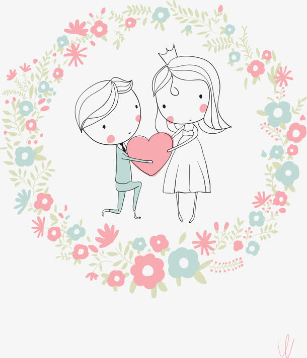 卡通手绘婚礼小人免抠