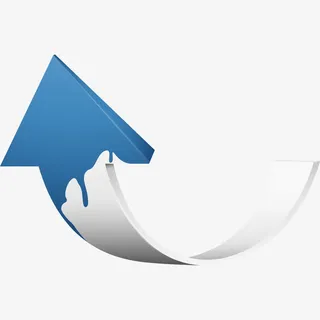 蓝色卡通立体箭头免抠