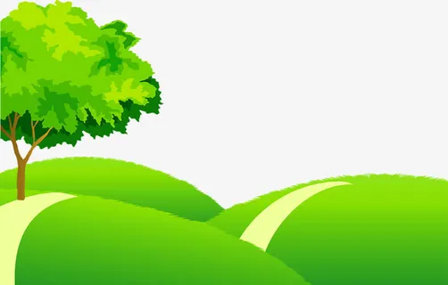 卡通春天草地免抠