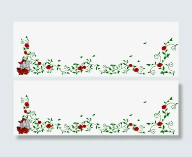 绿叶红花边框素材免抠