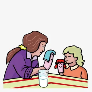 喝牛奶做游戏的母女免抠