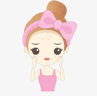 卡通长痘痘烦恼的女孩免抠
